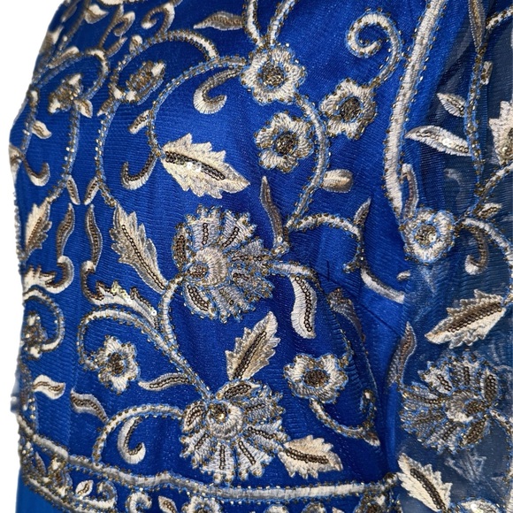Maner - Royal Blue Embroidered Evening Gown - Size Large - NWT - Picture 3 of 12